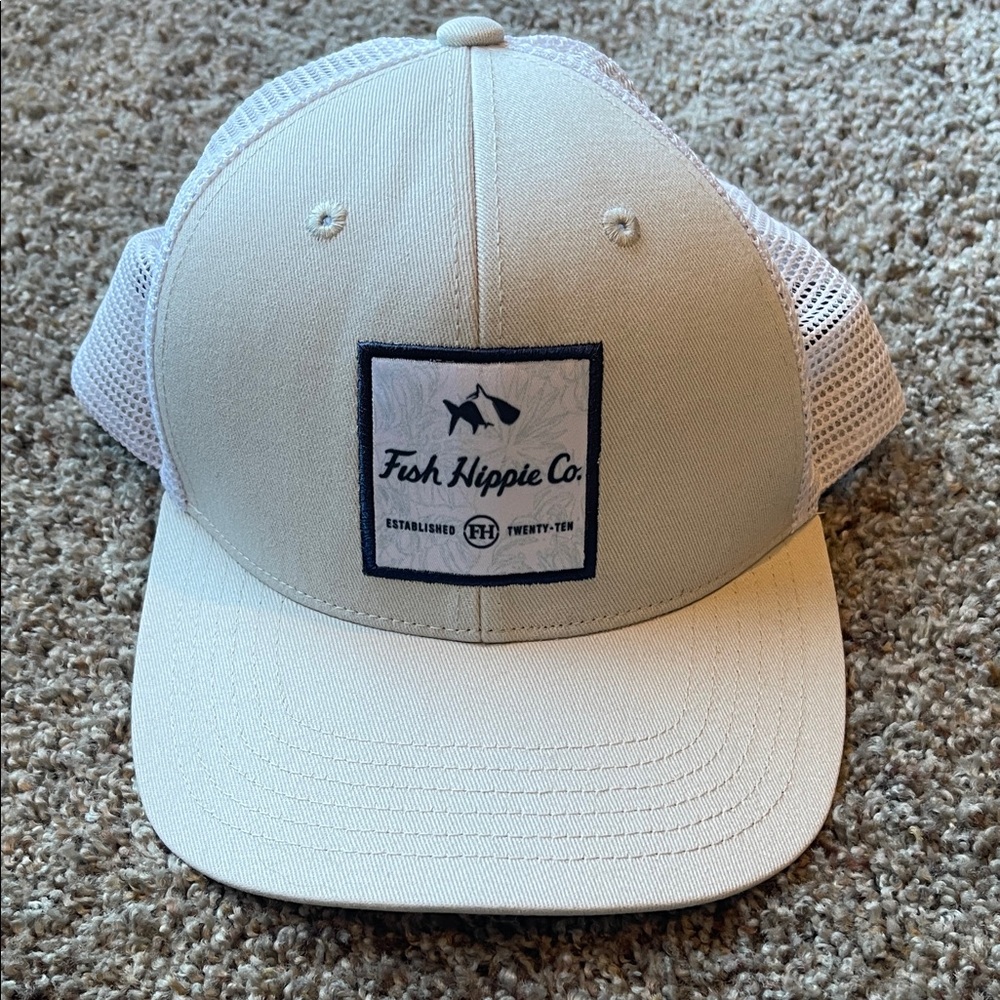 Fish Hippie Co. Beige and white Mesh Cap NWOT all sizes